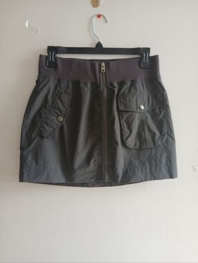 Ksubi Charcoal Black Mini Cargo Skirt with Front Zip